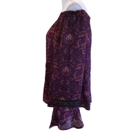 Xhilaration Maroon Off-Shoulder Floral Boho Blouse 1X - Picture 4 of 14